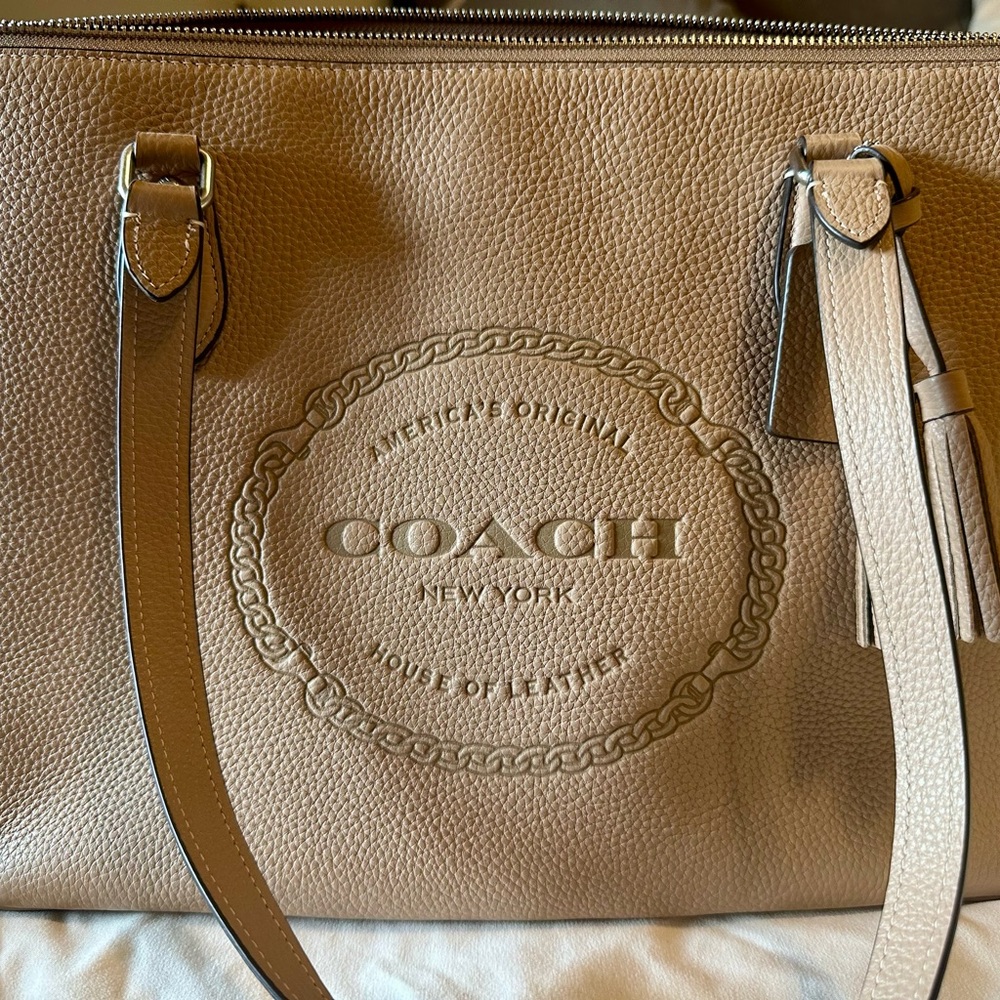 Coach Beige Leather Tote Bag